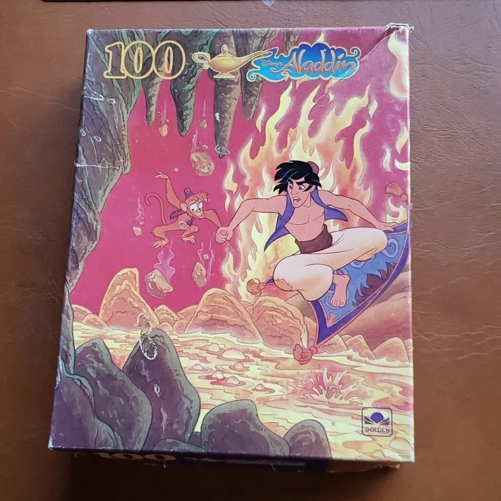 Lot of 2 Kids Vintage Jigsaw Puzzles - Aladdin and Rugrats